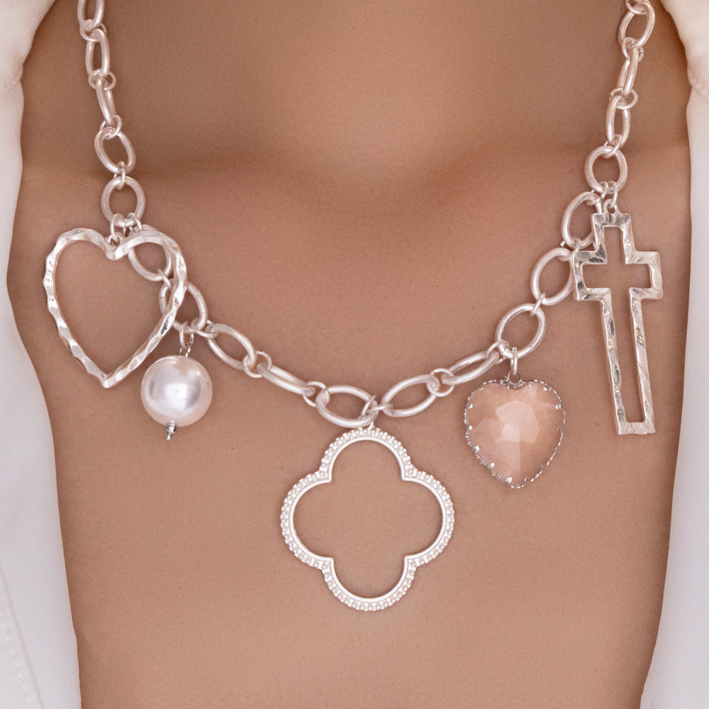 Matte Steffy Pearl Necklace (Silver)