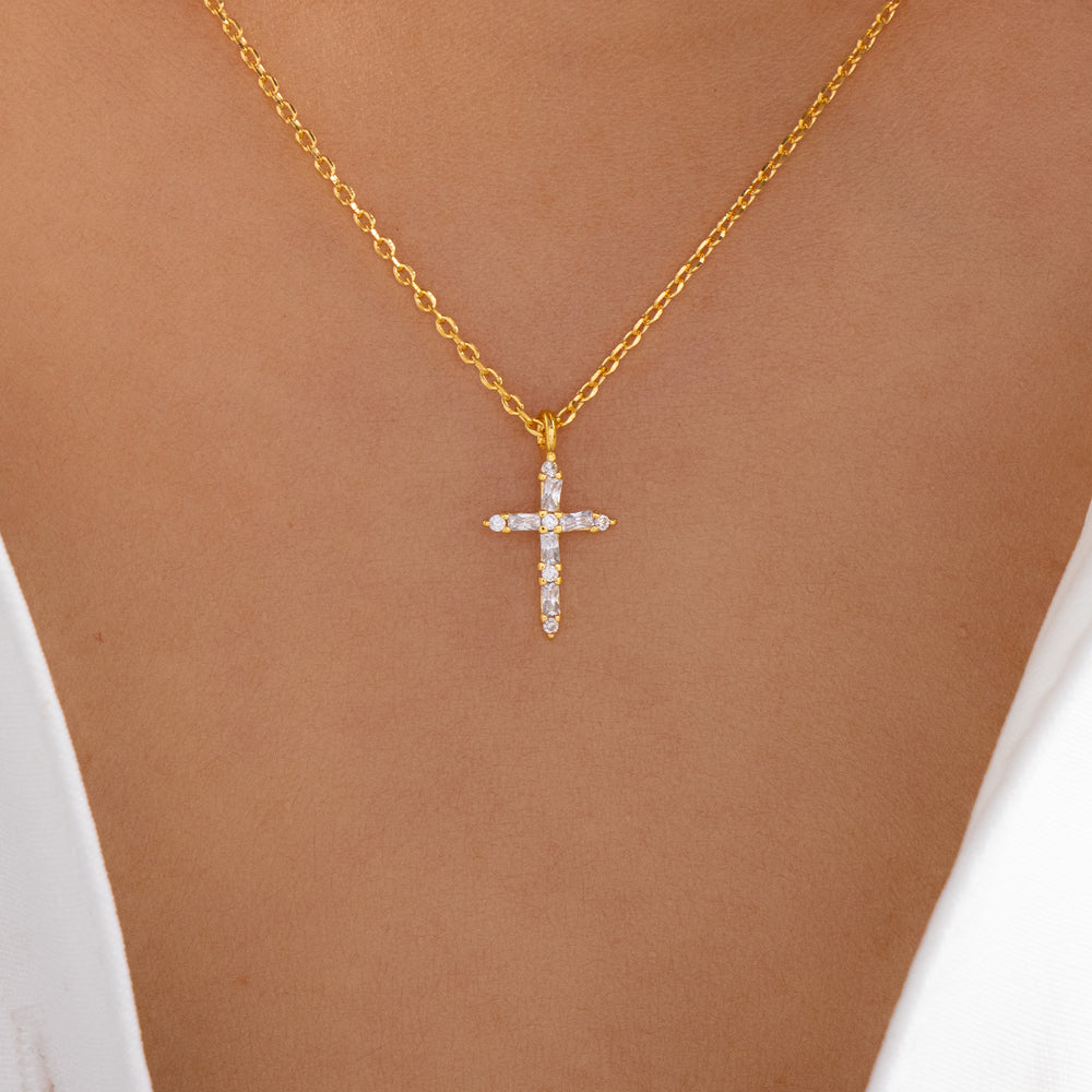 18K Crystal Sherry Cross Necklace