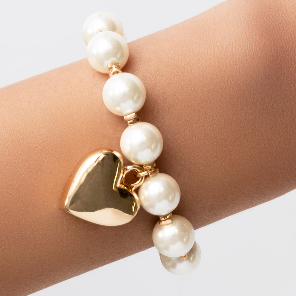Brigitte Heart Pearl Bracelet