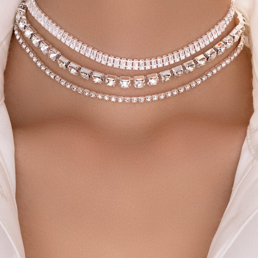 Crystal Deborah Choker Set (Silver)
