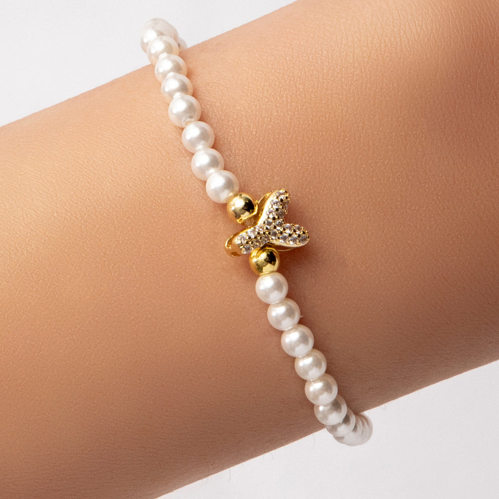 Crystal Letter & Pearl Bracelet (Y)