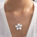 Faux Pearl Flower Necklace (Silver)
