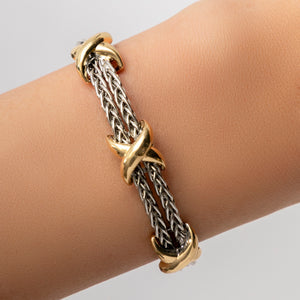 Silver & Gold Simple Triple X Cuff