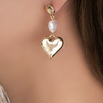Heart Drop & Pearl Earrings