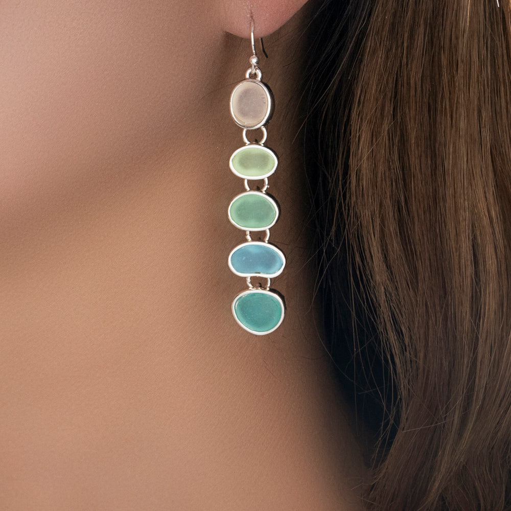 Silver Shades of Green Earrings