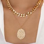 Crystal Oval Chain Necklace