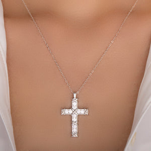 Crystal Brigitte Cross Necklace (Silver)