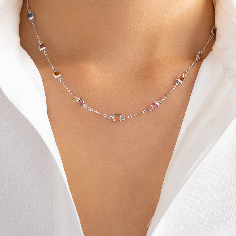 Crystal Pastel Necklace (Silver)