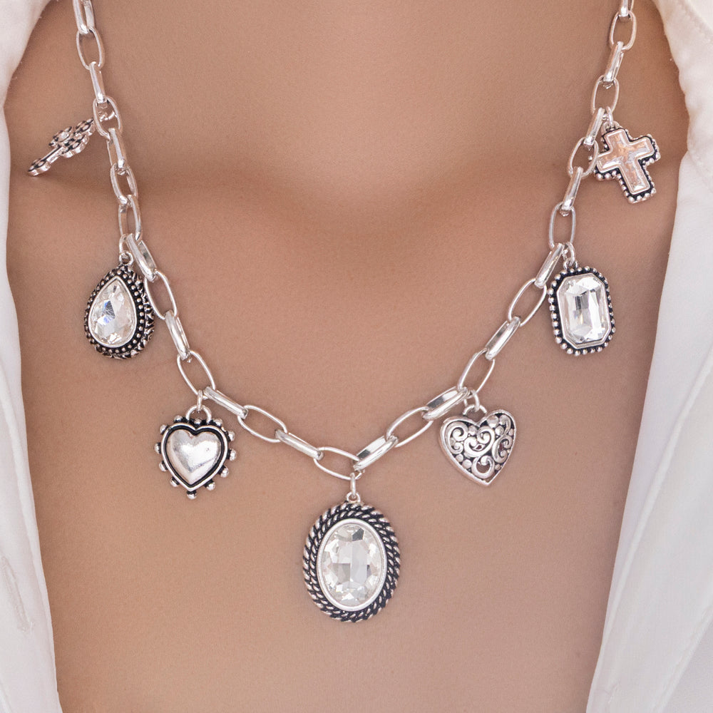 Silver Multi Charm Necklace
