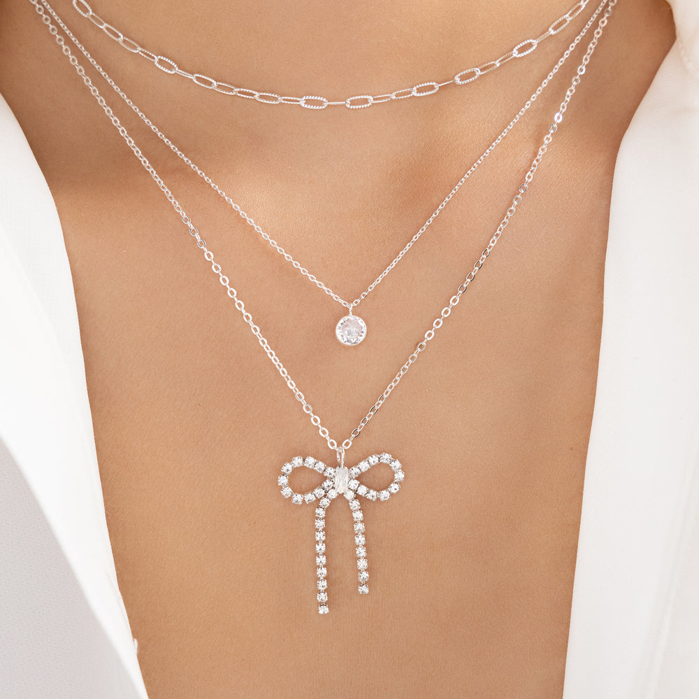 Louie Bow Necklace (Silver)