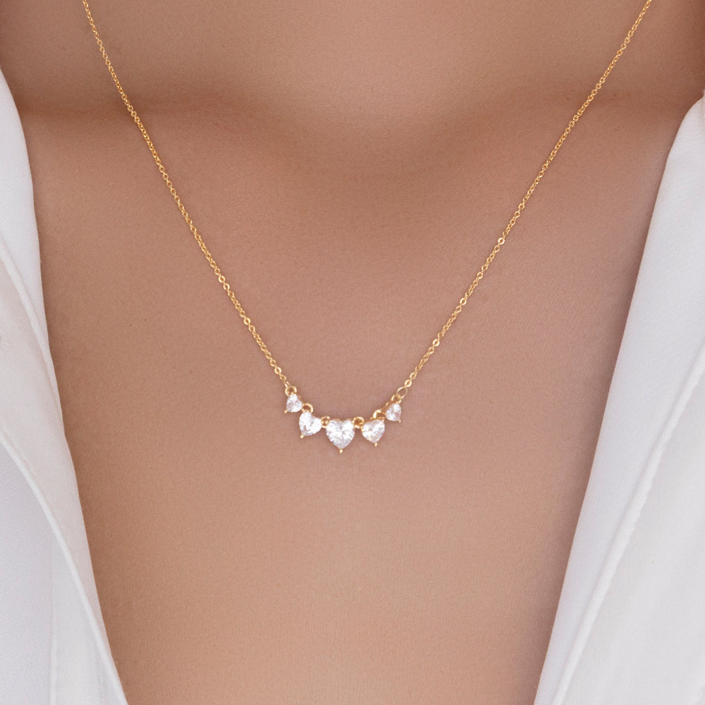 Crystal Heart Row Necklace