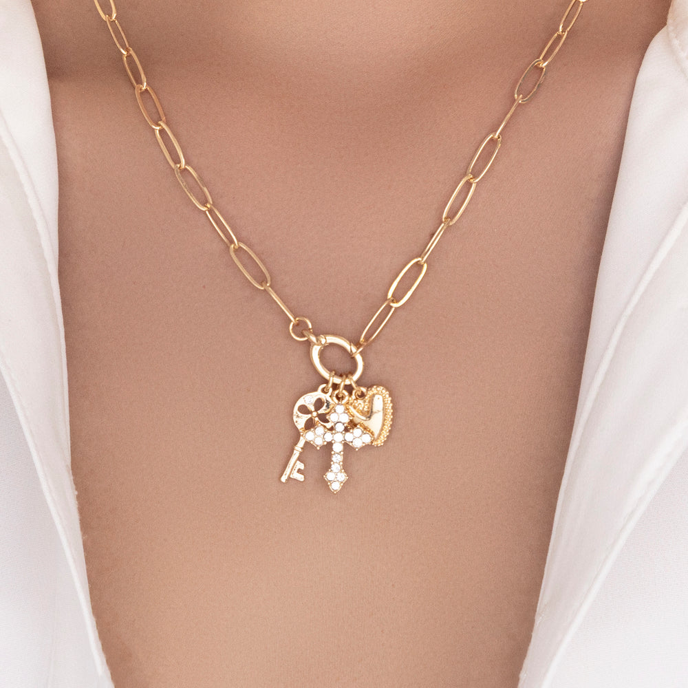 Heart & Cross Pendant Necklace