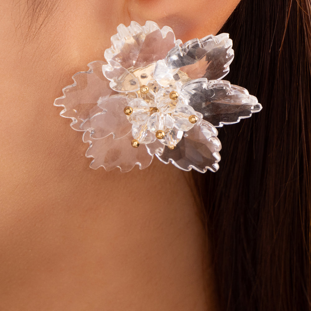 Clear Flower Earrings