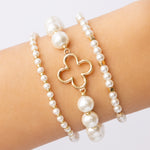 Matte Clover Bracelet Set (Pearl)