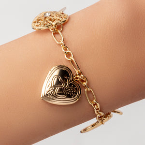 Gold Heart Locket Bracelet