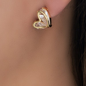 Crystal Side Heart Earrings