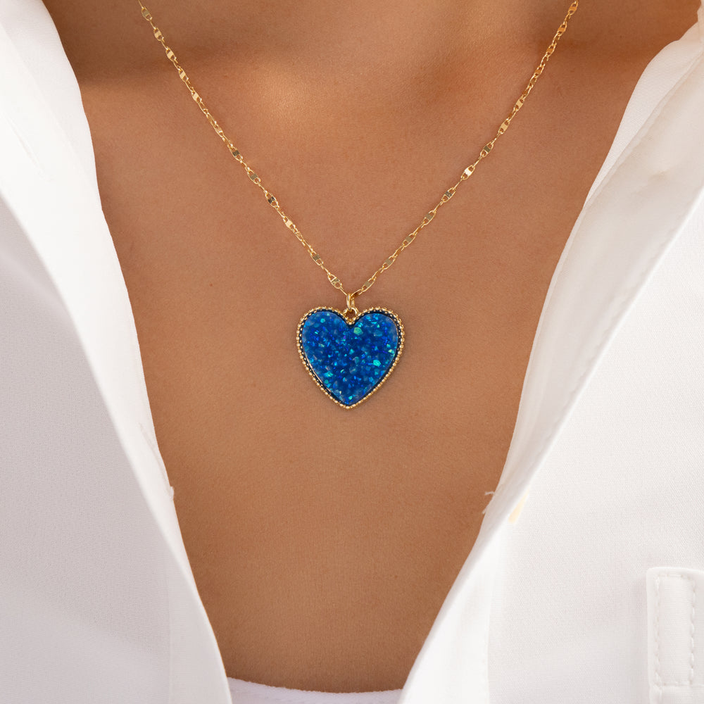 Jenna Heart Necklace (Blue)
