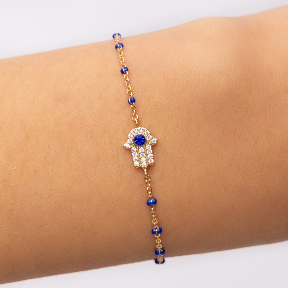 Aqua Blue Hamsa Bracelet