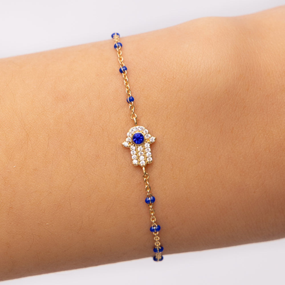 Crystal Hamsa Bracelet (Blue)