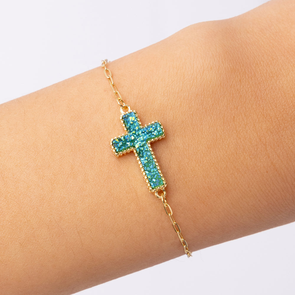 Jordyn Cross Bracelet (Turquoise)