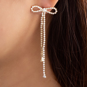 Crystal Long Bow Earrings