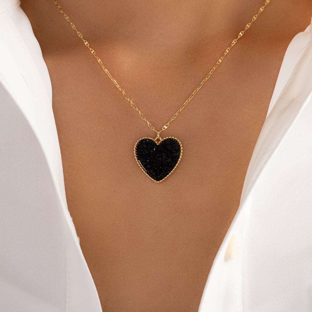 Jenna Heart Necklace (Black)