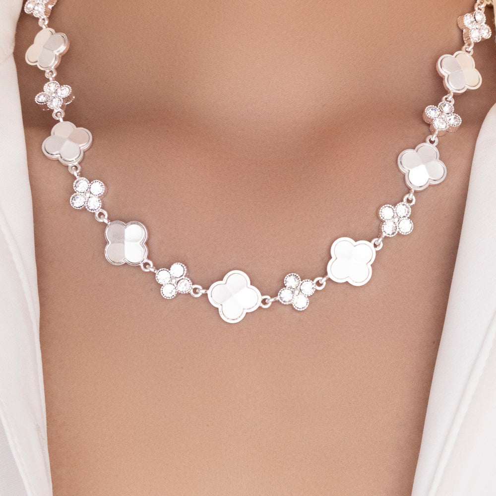 Crystal Aria Steffy Necklace (Silver)