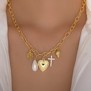 Heart Locket & Pearl Necklace