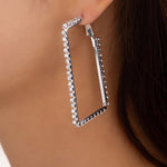 Crystal Rectangle Hoops (Silver)