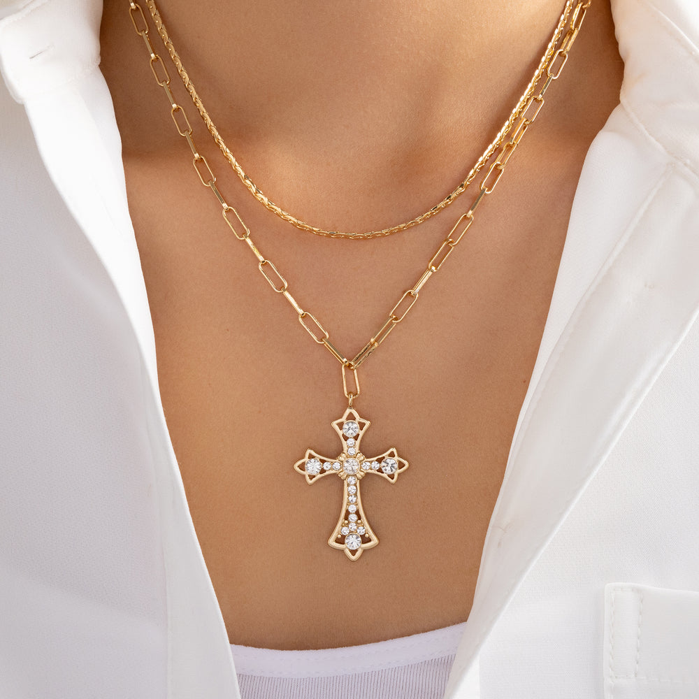 Crystal Charlotte Cross Necklace Set