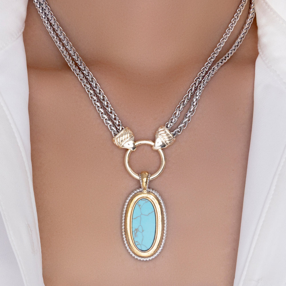 Silver & Gold Turquoise Necklace