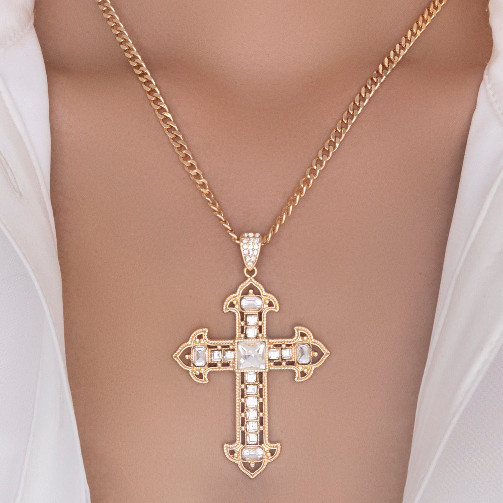 Crystal Cathy Cross Necklace