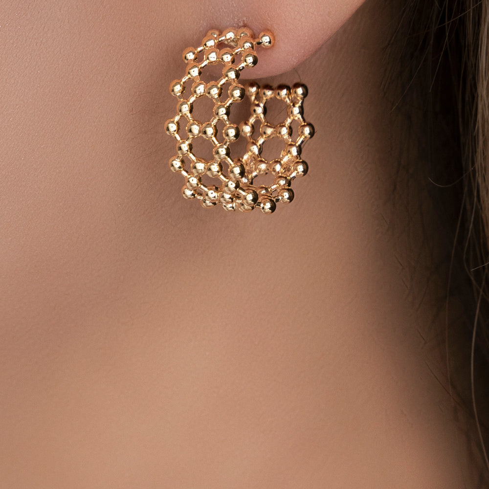 14K Dot Hoops