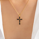 Kayla Cross Necklace (Black)