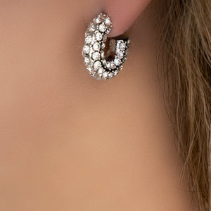 Crystal Juliet Hoops (Silver)