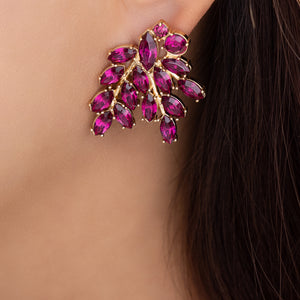 Pink Crystal Leaf Earrings