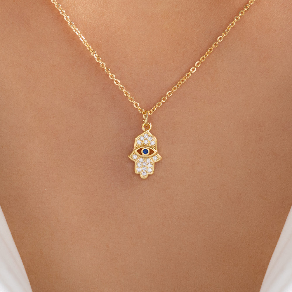 Mini Crystal Hamsa Necklace