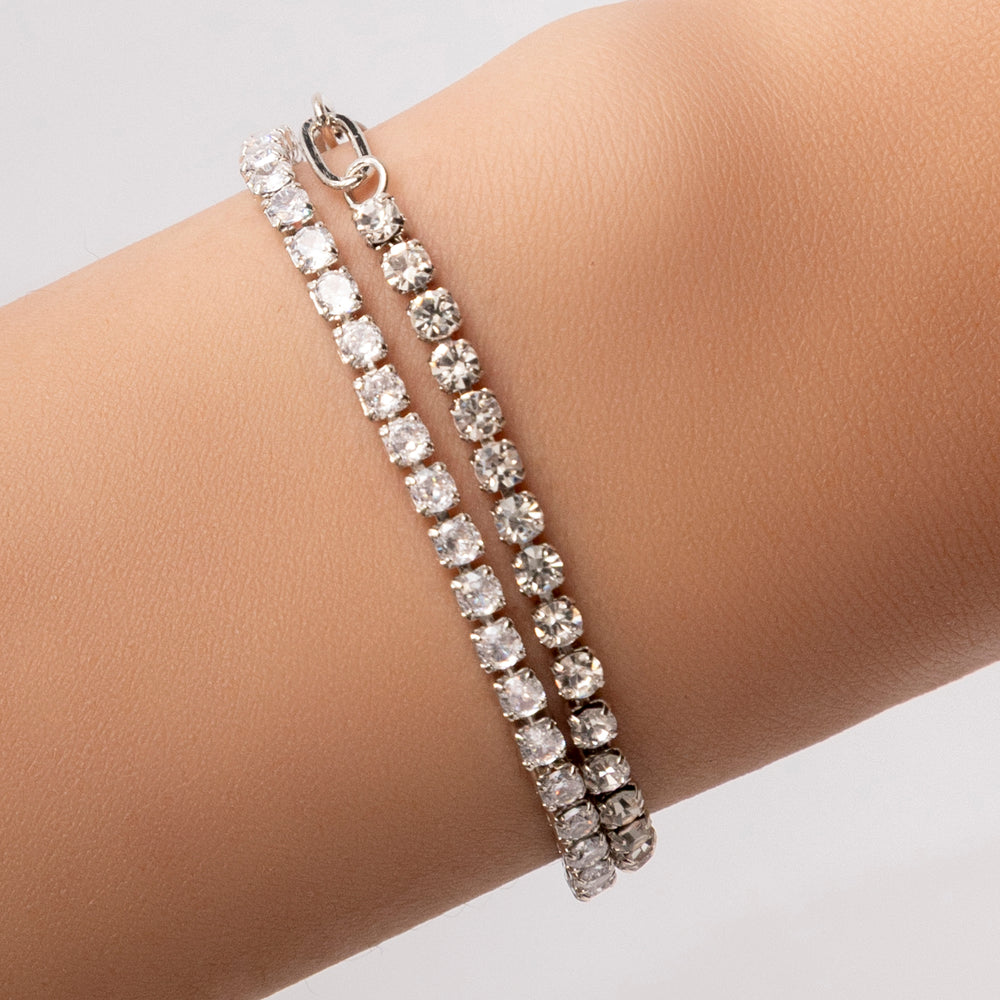 Silver & Crystal Link Bracelet Set
