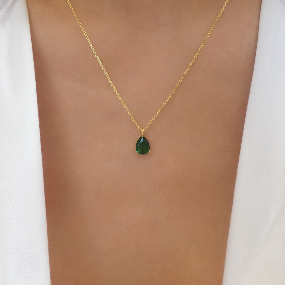 Linawe Emerald Crystal Chain Necklace for Women Trendy, Green Diamond  Pendant, Cubic Zirconia Birthstone Rhinestone Teardrop, Preppy Dainty Boho  Summer Beach Jewelry - Walmart.com