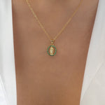 Mini Mary Coin Necklace (Emerald)