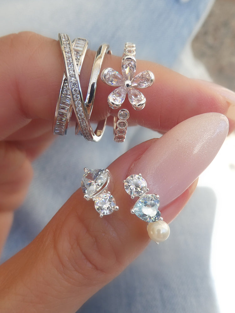 Silver Flower Ring (Pink)