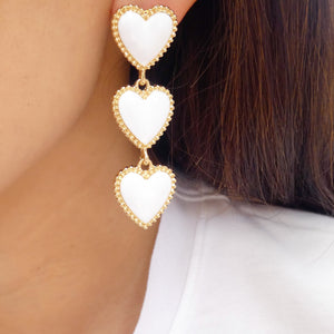 Maverick Heart Earrings (White)