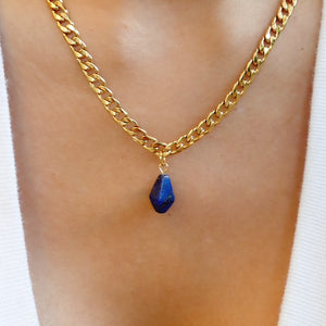 Dark Blue Pendant & Chain Necklace