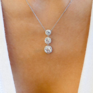 Sharon Crystal Drop Necklace (Silver)