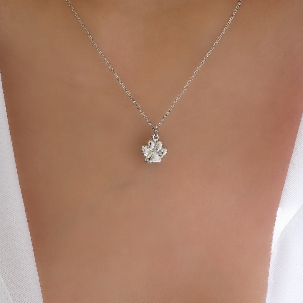 Silver Paw Pendant Necklace