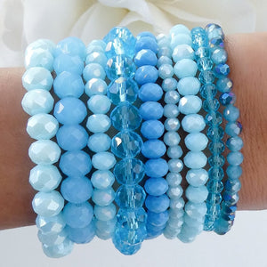 Jasper Bead Bracelet Set (Blue)