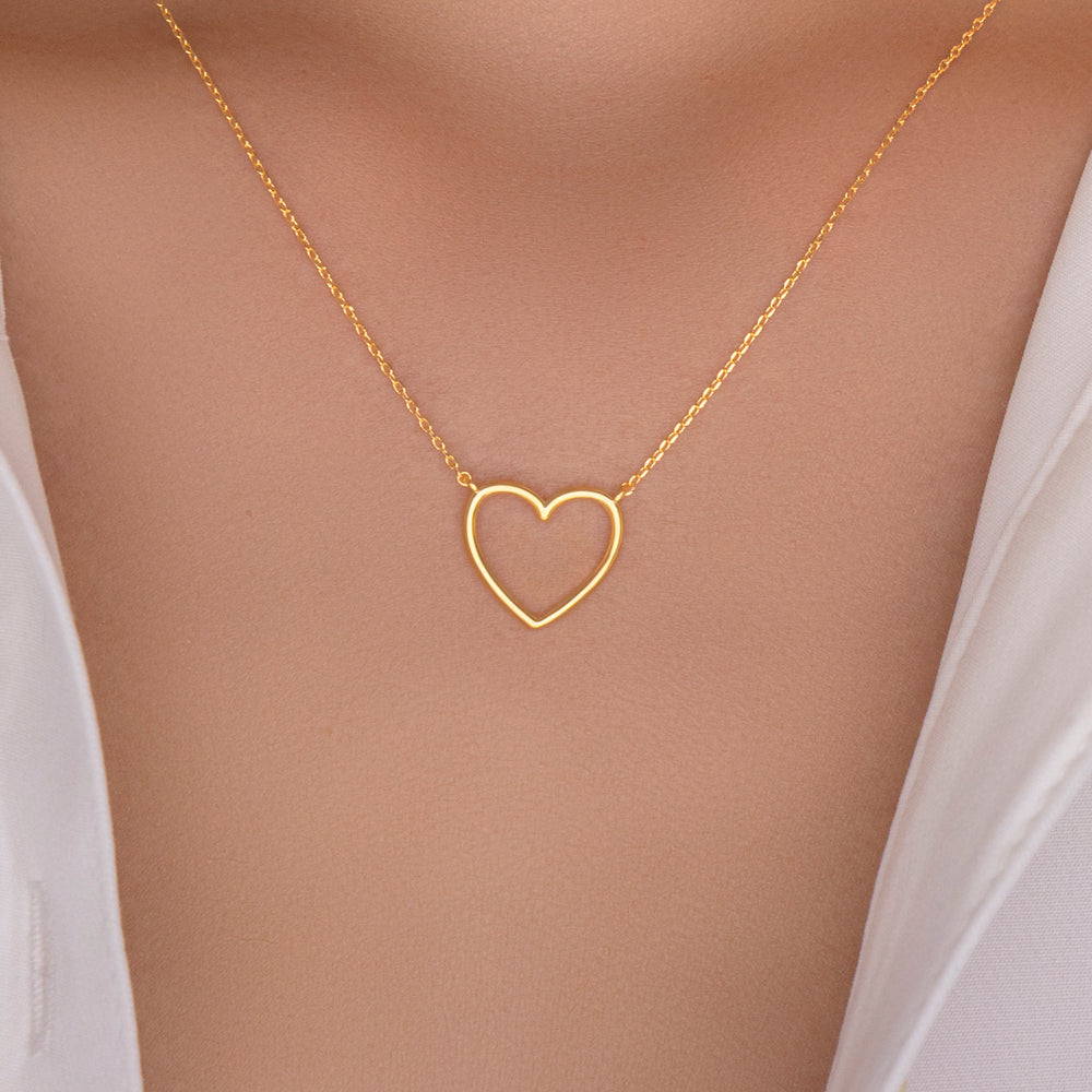 18K Matte Heart Necklace