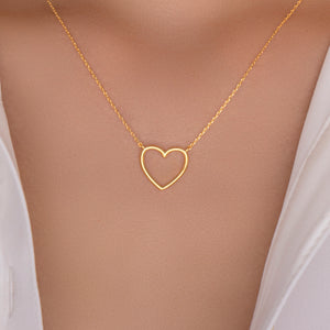 18K Matte Heart Necklace