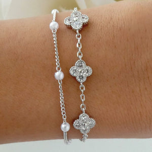 Crystal Hamilton Steffy & Pearl Bracelet (Silver)