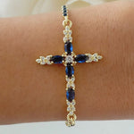 Crystal Everly Cross Bracelet (Blue)